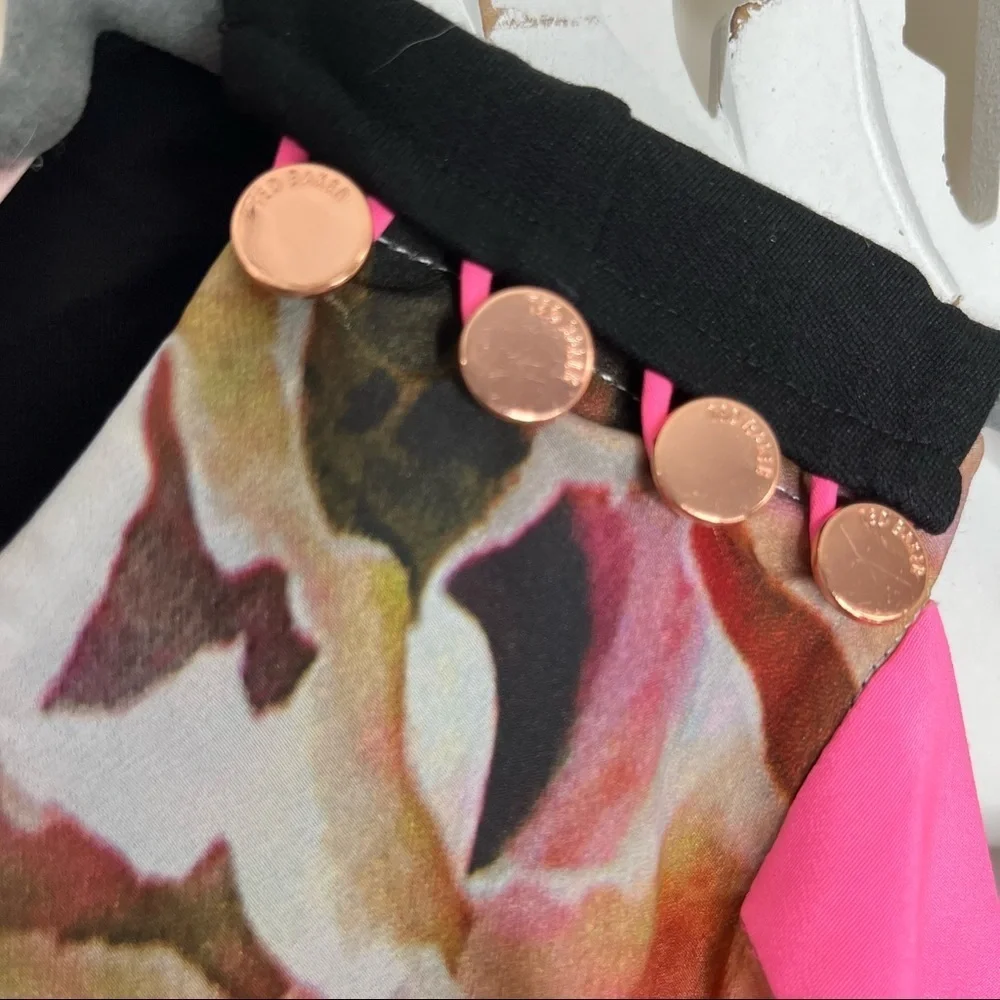 Ted Baker London Black Elsee Dress With Pink Floral Scarf Front